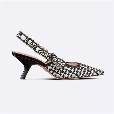 J'Adior Pump Black and White Houndstooth Wool 